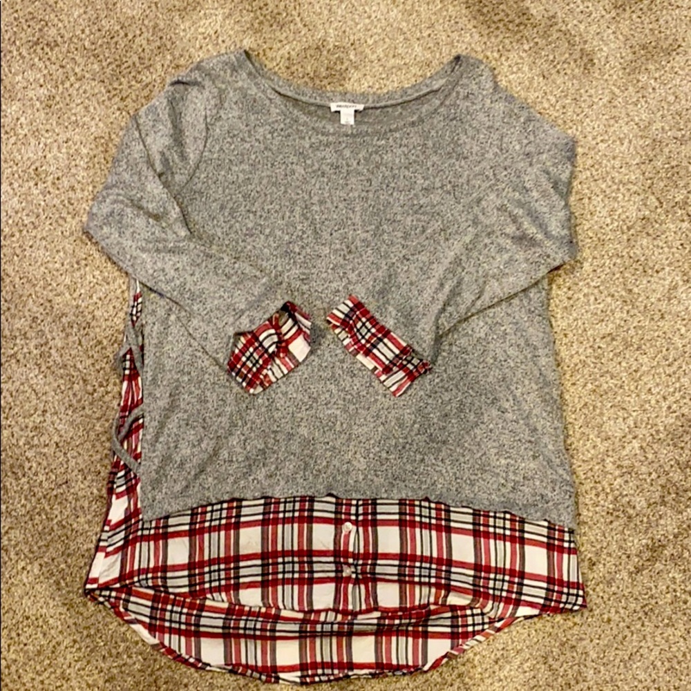 Grey and Plaid Long Sleeve